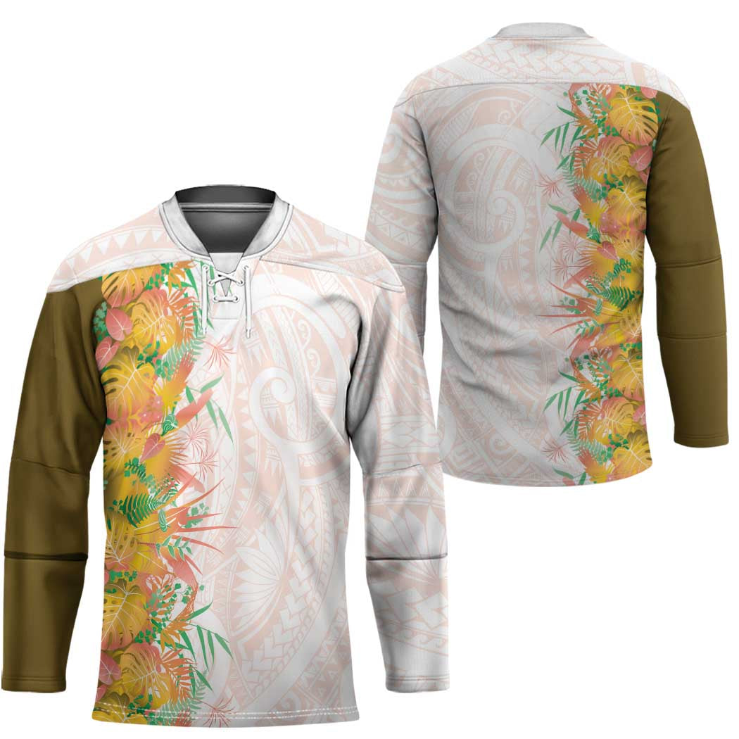 Hawaii Tropical Plant Lenalena Hockey Jersey Vibrant Polynesian Pattern LT01 - Polynesian Pride