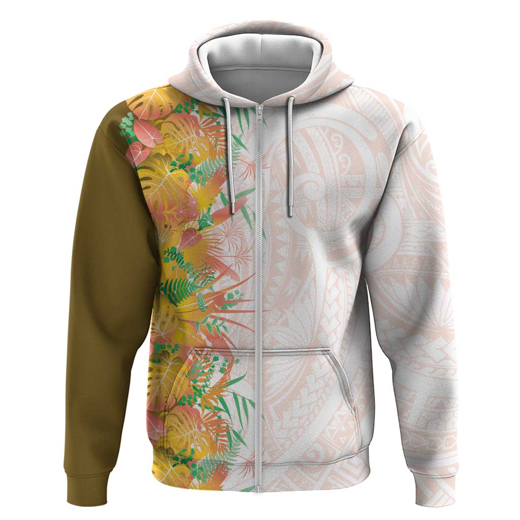 Hawaii Tropical Plant Lenalena Hoodie Vibrant Polynesian Pattern LT01 Zip Hoodie Yellow - Polynesian Pride