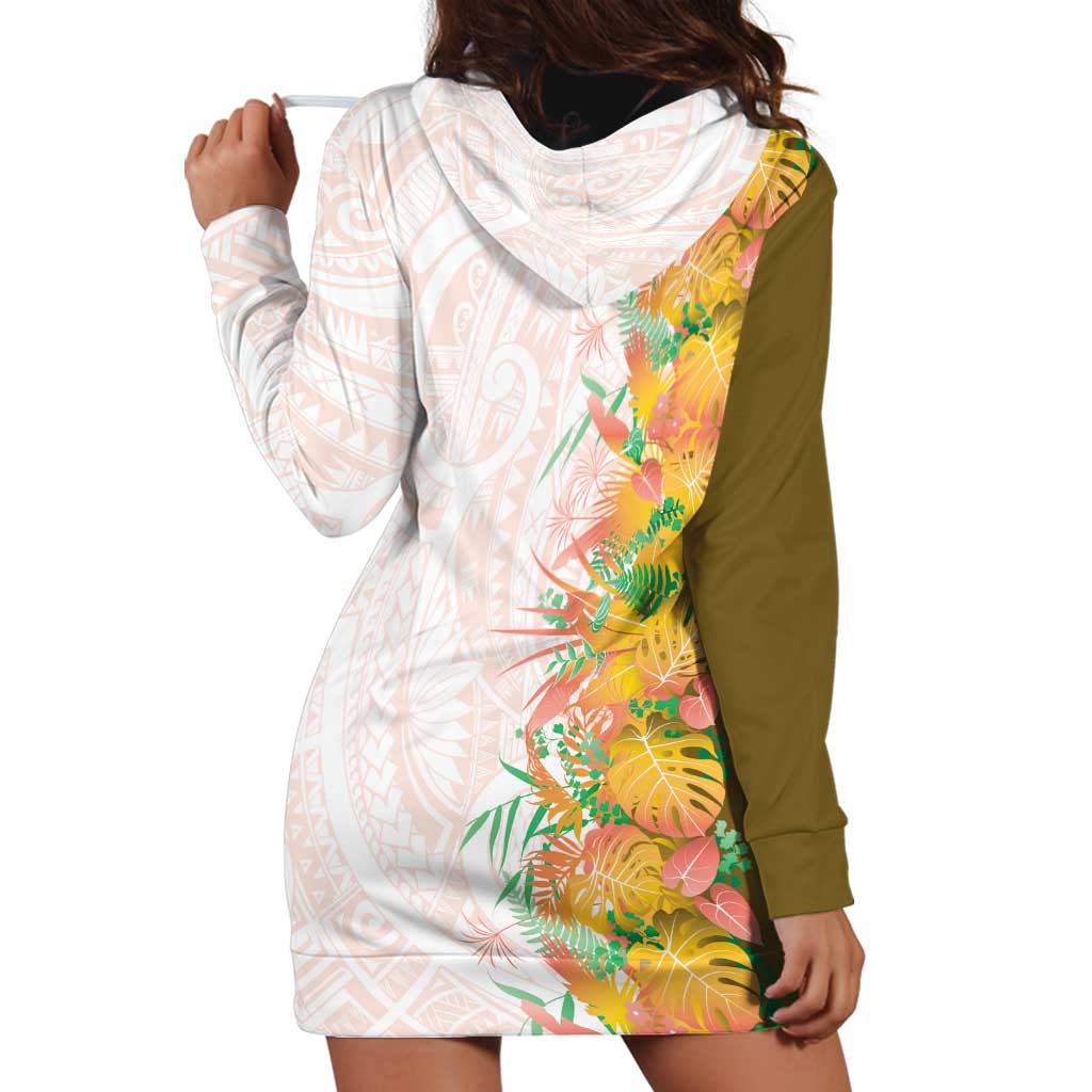 Hawaii Tropical Plant Lenalena Hoodie Dress Vibrant Polynesian Pattern