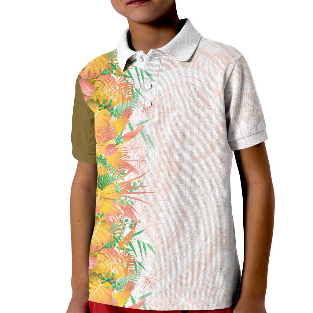 Hawaii Tropical Plant Lenalena Kid Polo Shirt Vibrant Polynesian Pattern LT01 Kid Yellow - Polynesian Pride