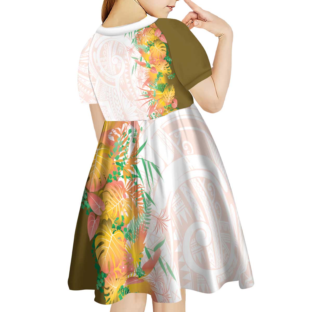 Hawaii Tropical Plant Lenalena Kid Short Sleeve Dress Vibrant Polynesian Pattern LT01 - Polynesian Pride