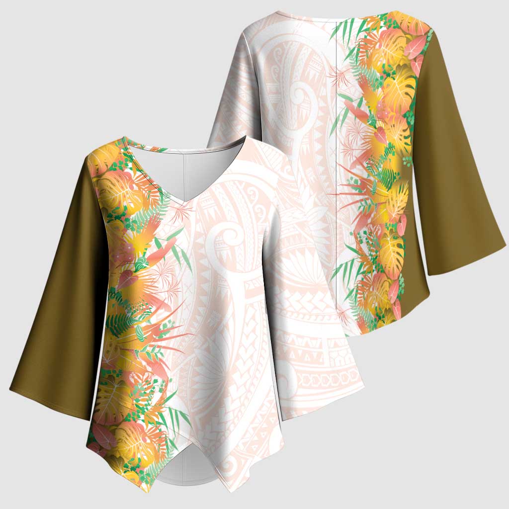 Hawaii Tropical Plant Lenalena Kimono Sleeve Blouse Vibrant Polynesian Pattern LT01 - Polynesian Pride