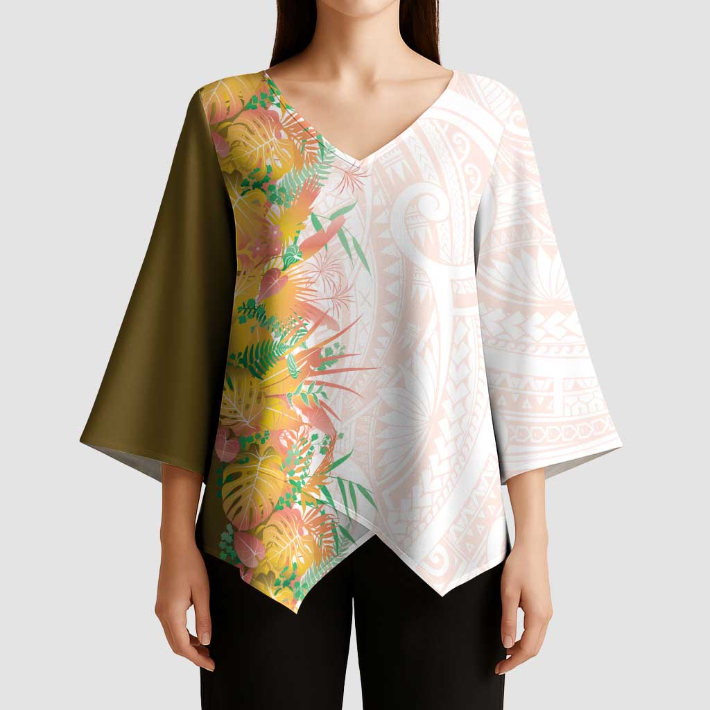 Hawaii Tropical Plant Lenalena Kimono Sleeve Blouse Vibrant Polynesian Pattern LT01 - Polynesian Pride
