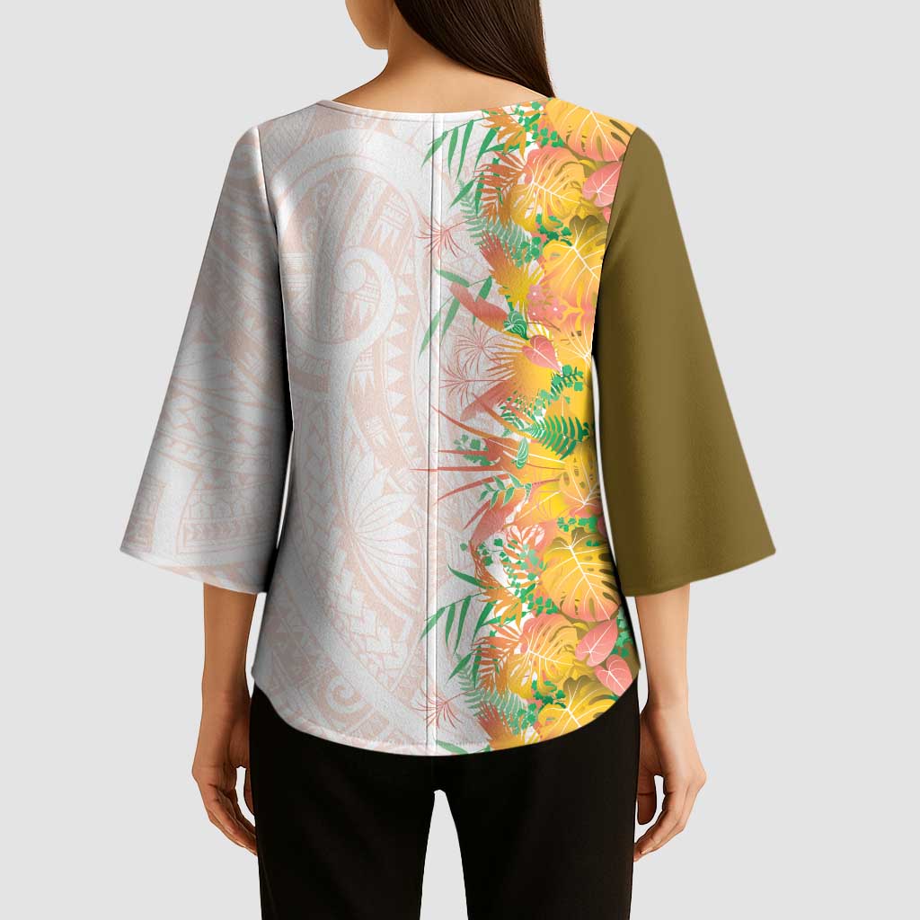 Hawaii Tropical Plant Lenalena Kimono Sleeve Blouse Vibrant Polynesian Pattern LT01 - Polynesian Pride
