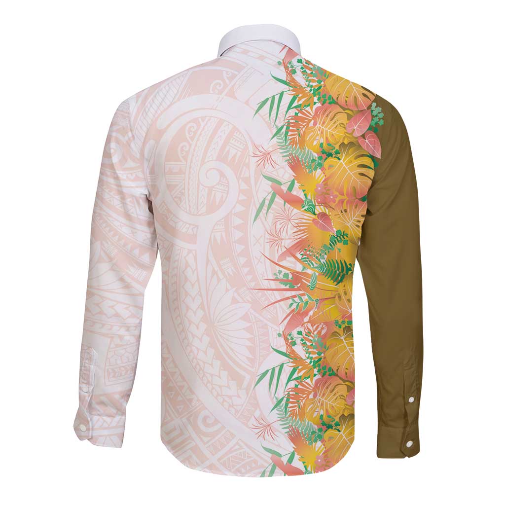 Hawaii Tropical Plant Lenalena Long Sleeve Button Shirt Vibrant Polynesian Pattern LT01 - Polynesian Pride