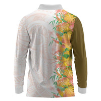 Hawaii Tropical Plant Lenalena Long Sleeve Polo Shirt Vibrant Polynesian Pattern LT01 - Polynesian Pride