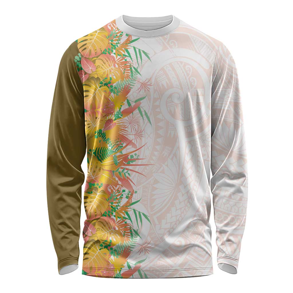 Hawaii Tropical Plant Lenalena Long Sleeve Shirt Vibrant Polynesian Pattern LT01 Unisex Yellow - Polynesian Pride