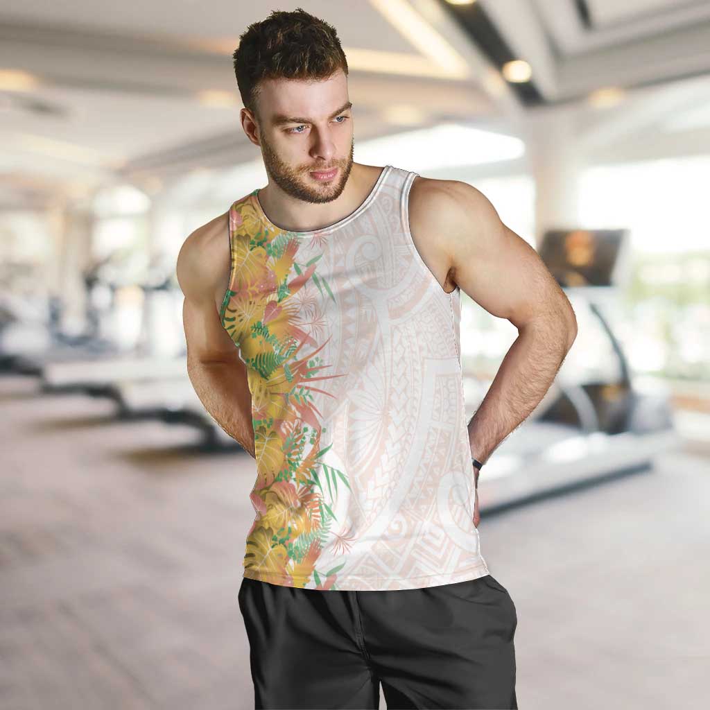 Hawaii Tropical Plant Lenalena Men Tank Top Vibrant Polynesian Pattern LT01 Yellow - Polynesian Pride