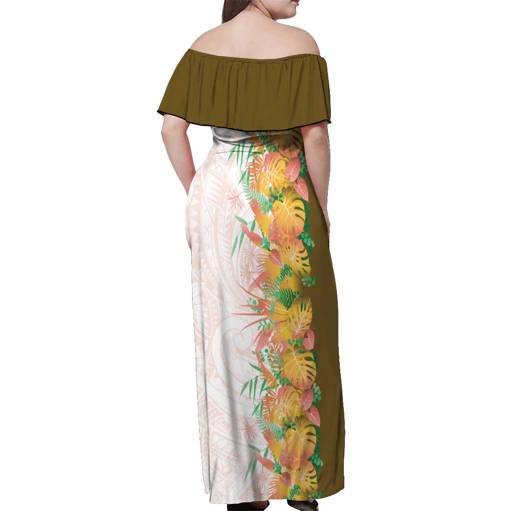 Hawaii Tropical Plant Lenalena Off Shoulder Maxi Dress Vibrant Polynesian Pattern LT01 - Polynesian Pride