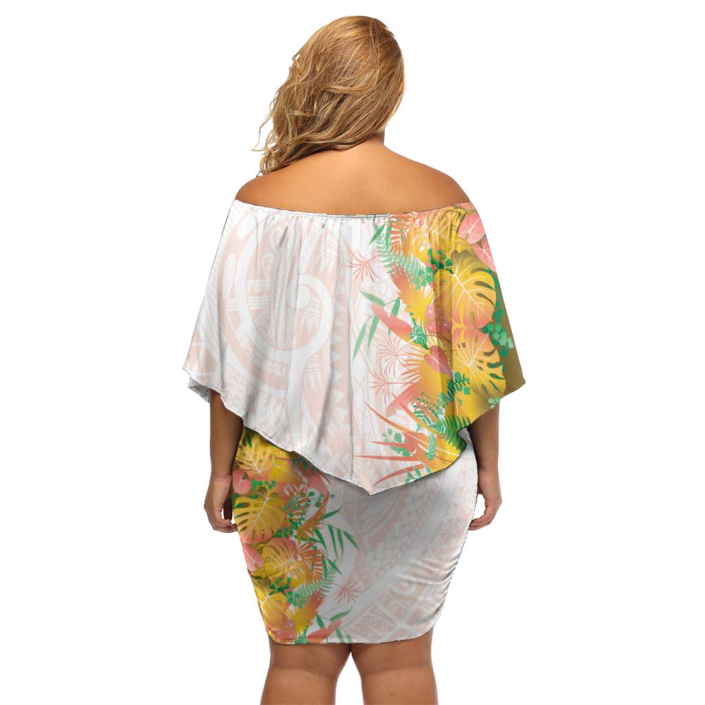 Hawaii Tropical Plant Lenalena Off Shoulder Short Dress Vibrant Polynesian Pattern LT01 - Polynesian Pride