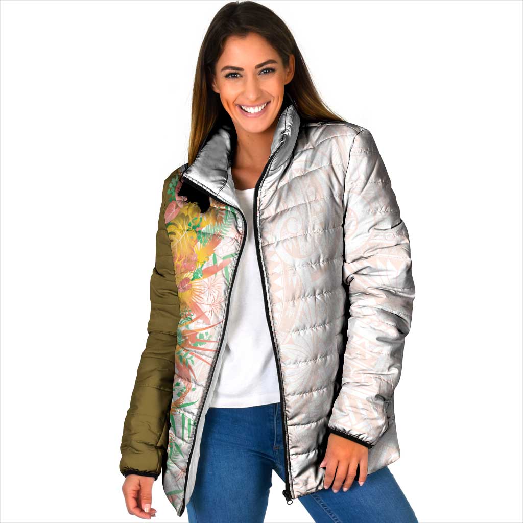 Hawaii Tropical Plant Lenalena Padded Jacket Vibrant Polynesian Pattern LT01 Women Yellow - Polynesian Pride
