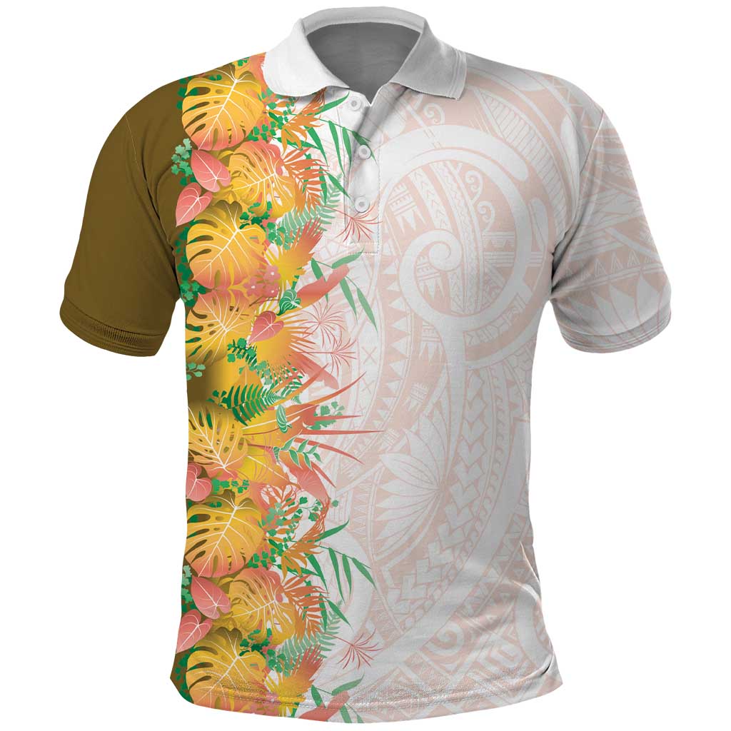 Hawaii Tropical Plant Lenalena Polo Shirt Vibrant Polynesian Pattern LT01 Yellow - Polynesian Pride