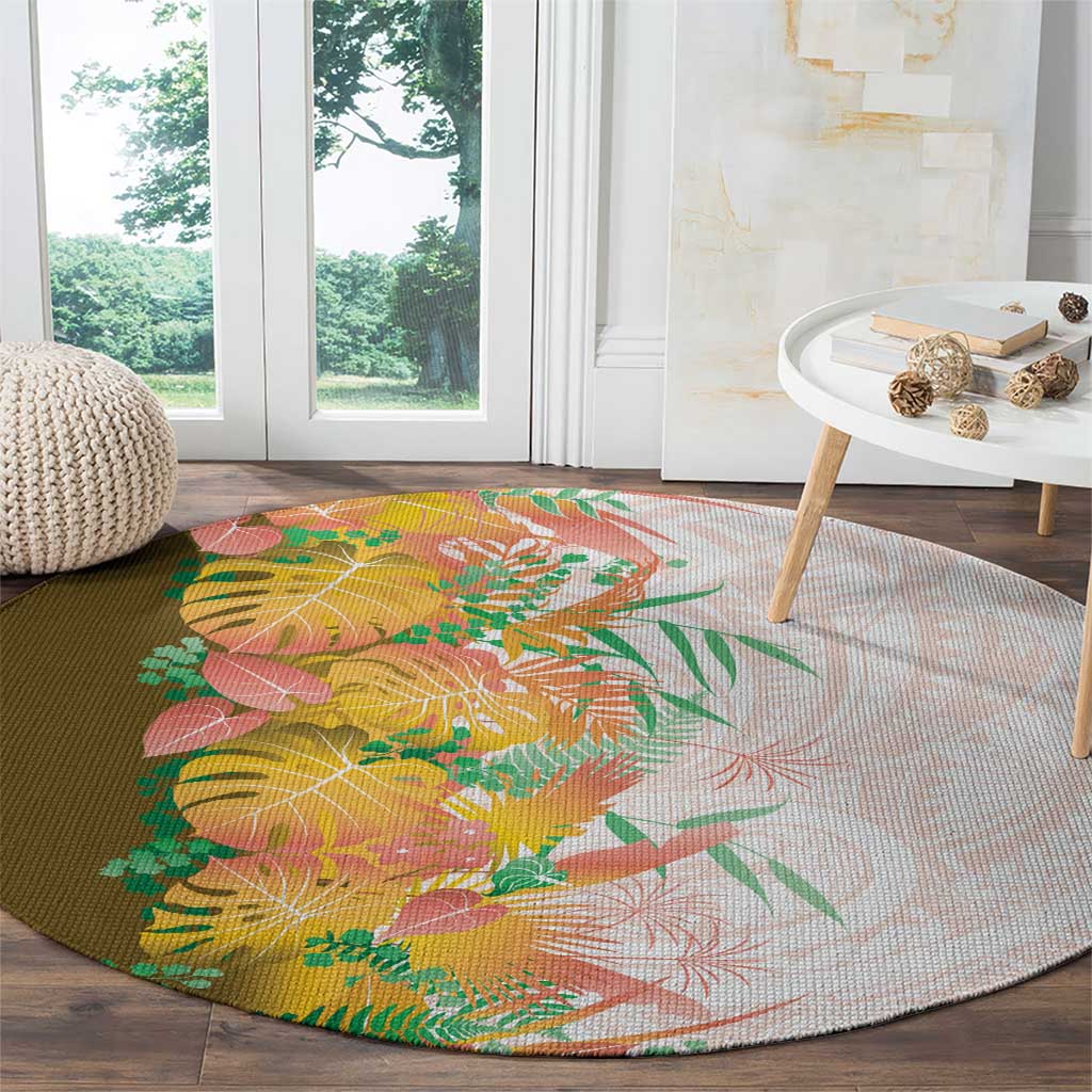 Hawaii Tropical Plant Lenalena Round Carpet Vibrant Polynesian Pattern LT01 - Polynesian Pride