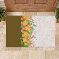 Hawaii Tropical Plant Lenalena Rubber Doormat Vibrant Polynesian Pattern
