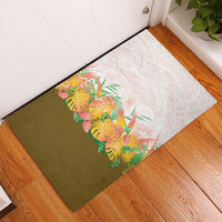 Hawaii Tropical Plant Lenalena Rubber Doormat Vibrant Polynesian Pattern