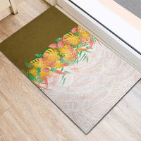 Hawaii Tropical Plant Lenalena Rubber Doormat Vibrant Polynesian Pattern