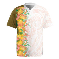 Hawaii Tropical Plant Lenalena Rugby Jersey Vibrant Polynesian Pattern LT01 Yellow - Polynesian Pride