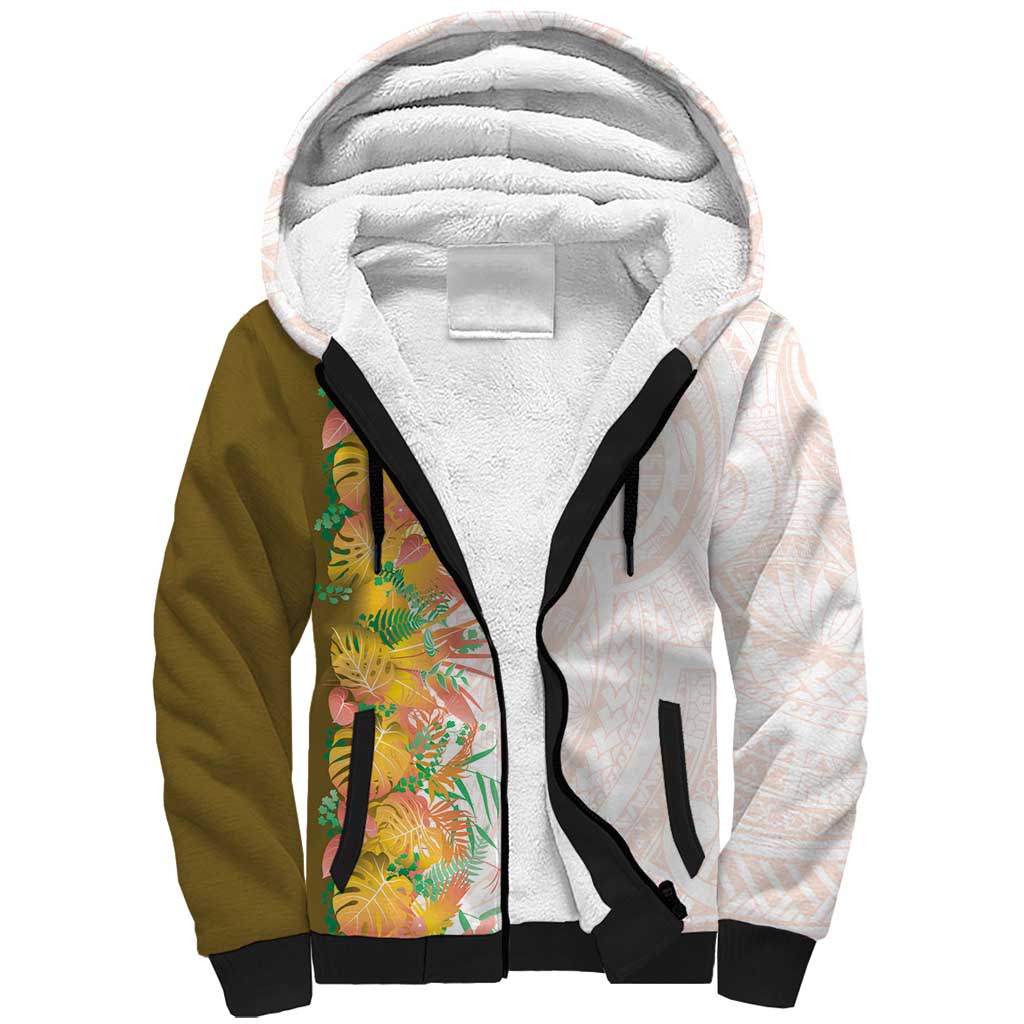Hawaii Tropical Plant Lenalena Sherpa Hoodie Vibrant Polynesian Pattern LT01 Unisex Yellow - Polynesian Pride