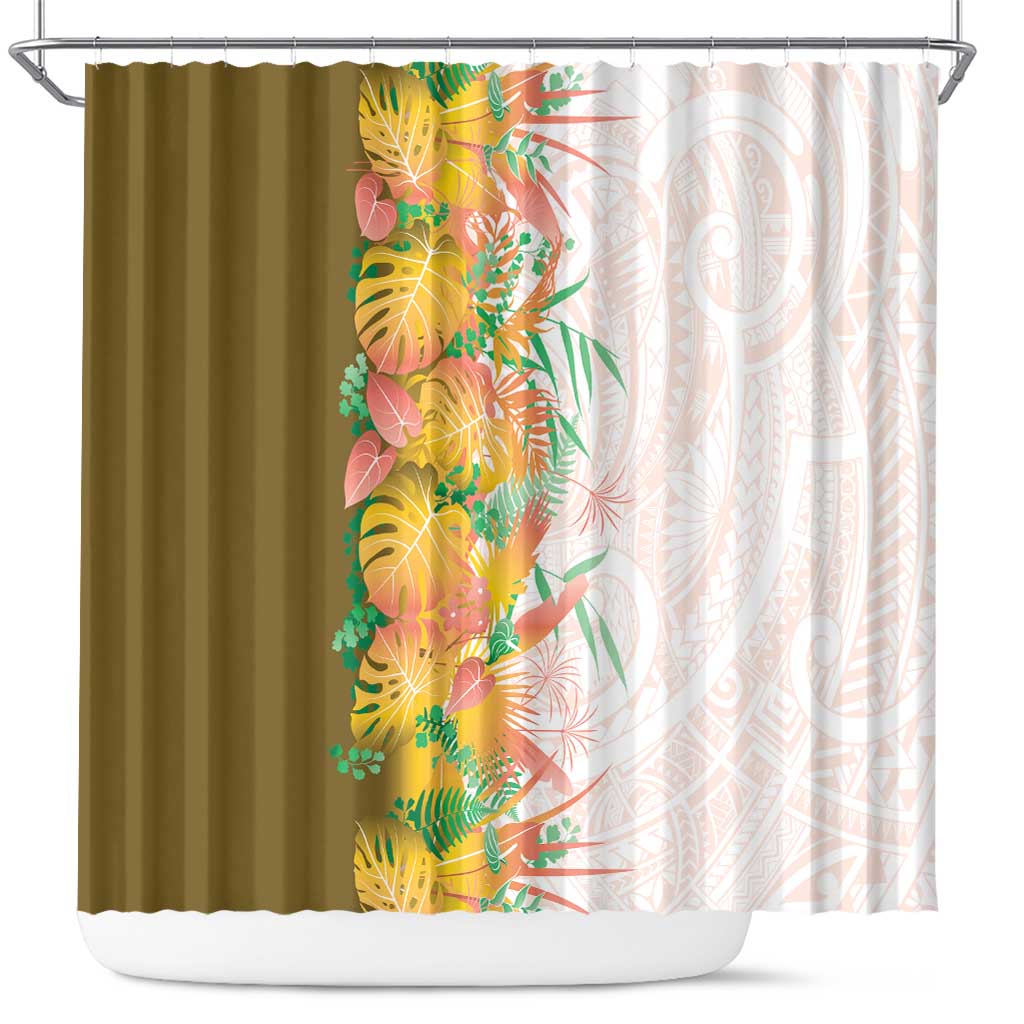 Hawaii Tropical Plant Lenalena Shower Curtain Vibrant Polynesian Pattern LT01 Yellow - Polynesian Pride
