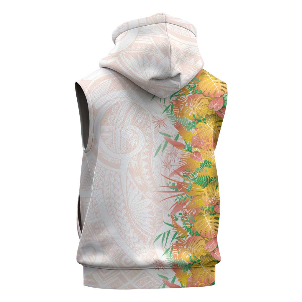 Hawaii Tropical Plant Lenalena Sleeveless Hoodie Vibrant Polynesian Pattern