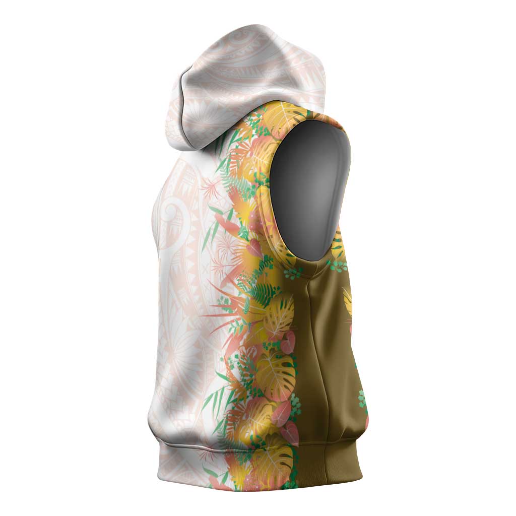 Hawaii Tropical Plant Lenalena Sleeveless Hoodie Vibrant Polynesian Pattern