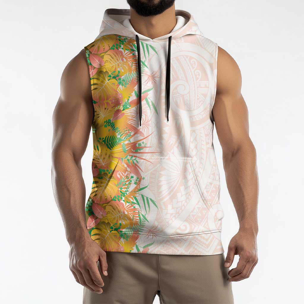 Hawaii Tropical Plant Lenalena Sleeveless Hoodie Vibrant Polynesian Pattern