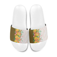 Hawaii Tropical Plant Lenalena Slide Sandals Vibrant Polynesian Pattern LT01 Yellow - Polynesian Pride