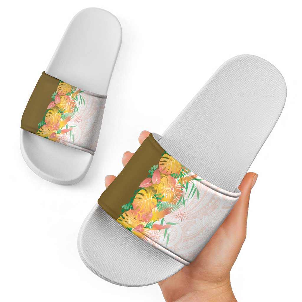 Hawaii Tropical Plant Lenalena Slide Sandals Vibrant Polynesian Pattern LT01 - Polynesian Pride