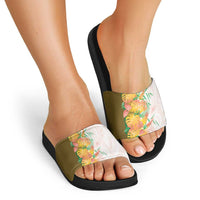 Hawaii Tropical Plant Lenalena Slide Sandals Vibrant Polynesian Pattern LT01 - Polynesian Pride