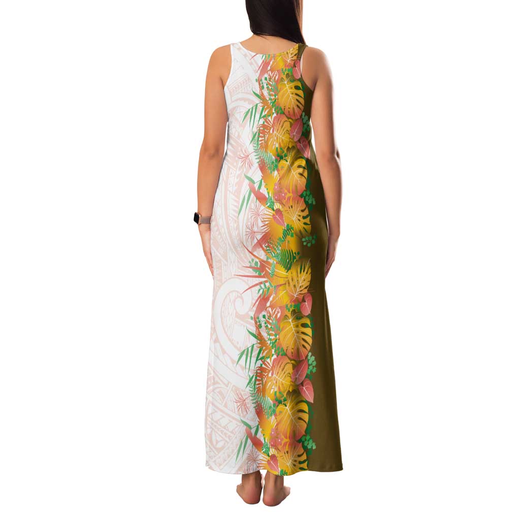 Hawaii Tropical Plant Lenalena Tank Maxi Dress Vibrant Polynesian Pattern LT01 - Polynesian Pride