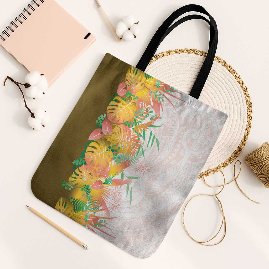 Hawaii Tropical Plant Lenalena Tote Bag Vibrant Polynesian Pattern LT01 Black Strap One Size Yellow - Polynesian Pride