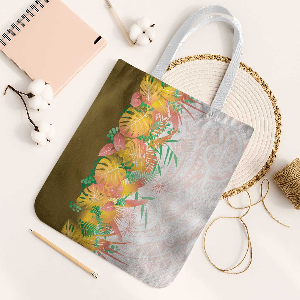 Hawaii Tropical Plant Lenalena Tote Bag Vibrant Polynesian Pattern LT01 White Strap One Size Yellow - Polynesian Pride