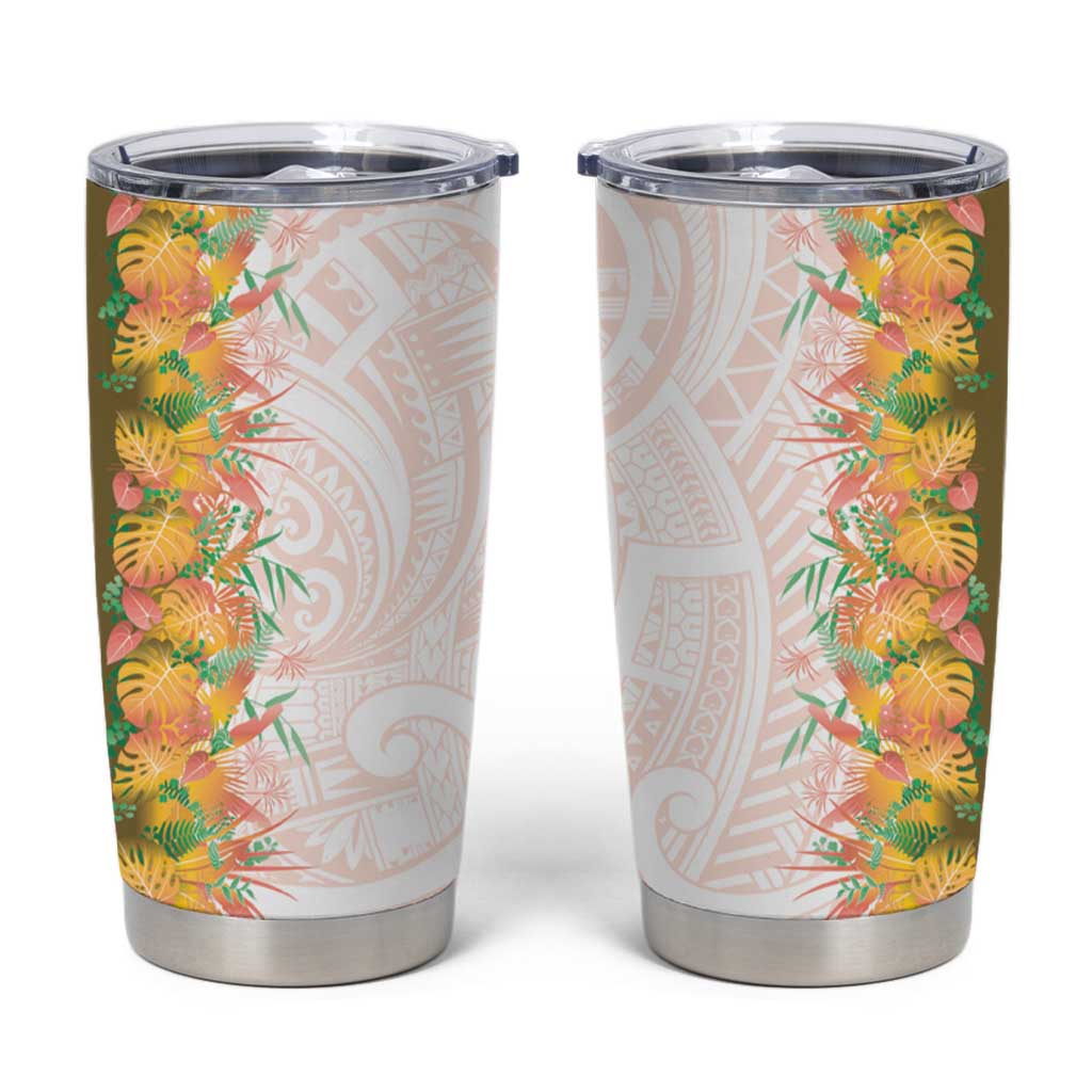 Hawaii Tropical Plant Lenalena Tumbler Cup Vibrant Polynesian Pattern LT01 Yellow - Polynesian Pride