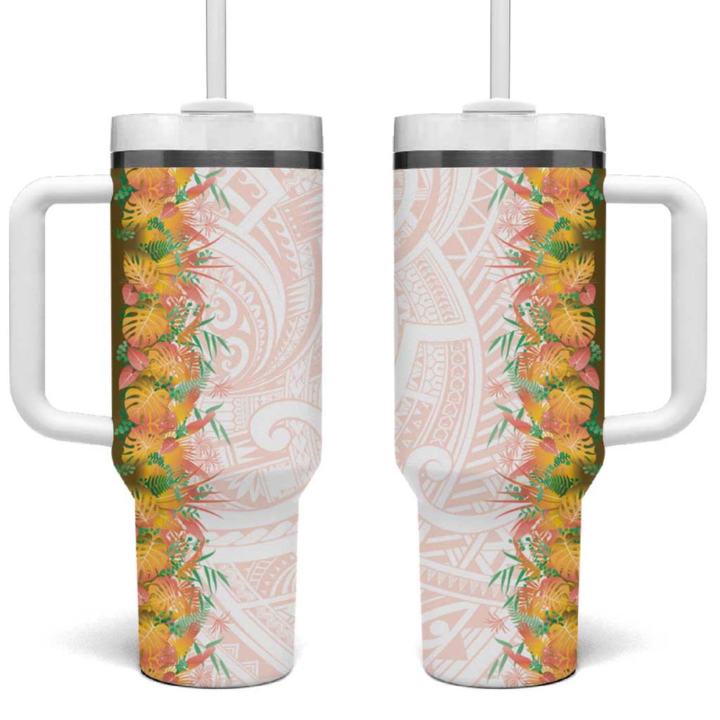 Hawaii Tropical Plant Lenalena Tumbler With Handle Vibrant Polynesian Pattern LT01 One Size: 40 oz Yellow - Polynesian Pride
