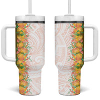 Hawaii Tropical Plant Lenalena Tumbler With Handle Vibrant Polynesian Pattern LT01 One Size: 40 oz Yellow - Polynesian Pride