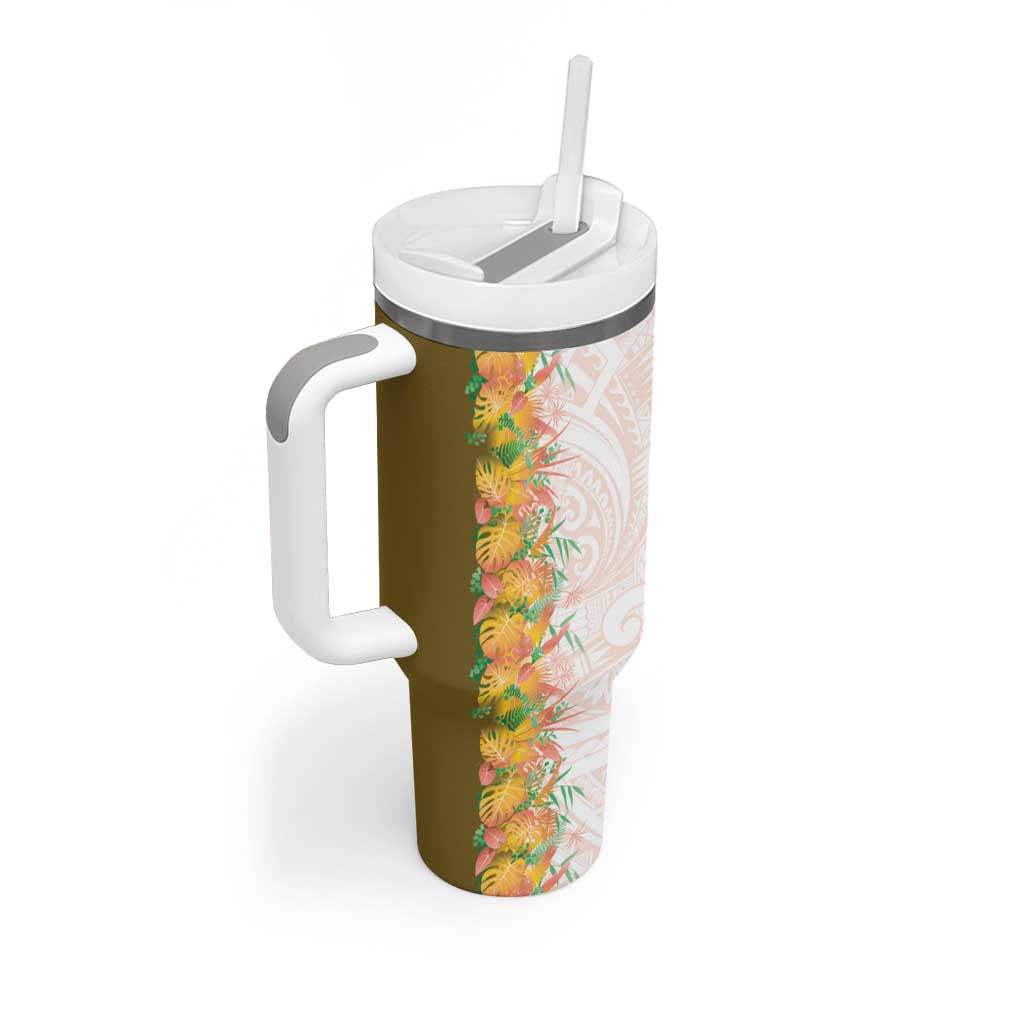Hawaii Tropical Plant Lenalena Tumbler With Handle Vibrant Polynesian Pattern LT01 - Polynesian Pride