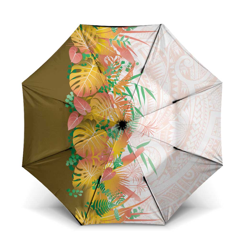 Hawaii Tropical Plant Lenalena Umbrella Vibrant Polynesian Pattern LT01 One Size Folded 11.42 inch Opened Diameter 37.4 inch Yellow - Polynesian Pride