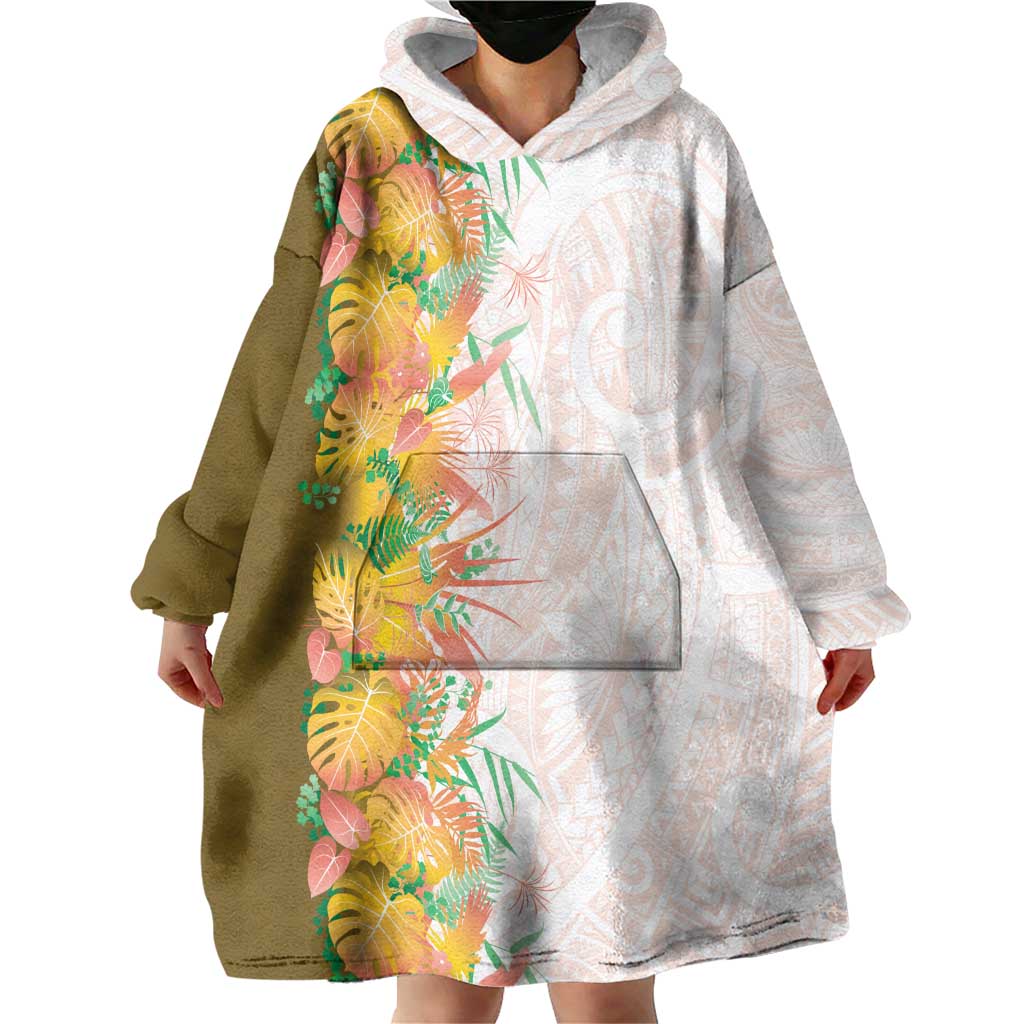 Hawaii Tropical Plant Lenalena Wearable Blanket Hoodie Vibrant Polynesian Pattern LT01 - Polynesian Pride
