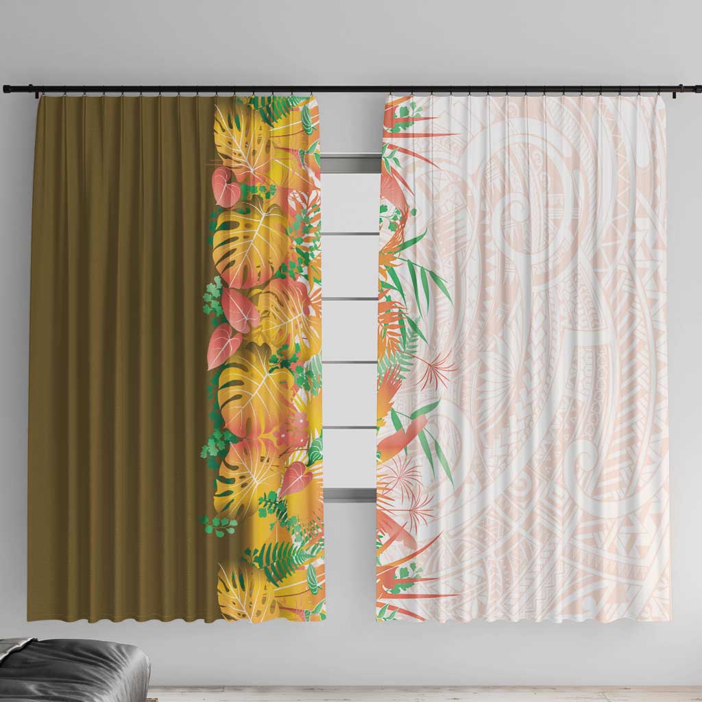 Hawaii Tropical Plant Lenalena Window Curtain Vibrant Polynesian Pattern LT01 With Hooks Yellow - Polynesian Pride
