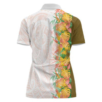 Hawaii Tropical Plant Lenalena Women Polo Shirt Vibrant Polynesian Pattern