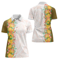 Hawaii Tropical Plant Lenalena Women Polo Shirt Vibrant Polynesian Pattern