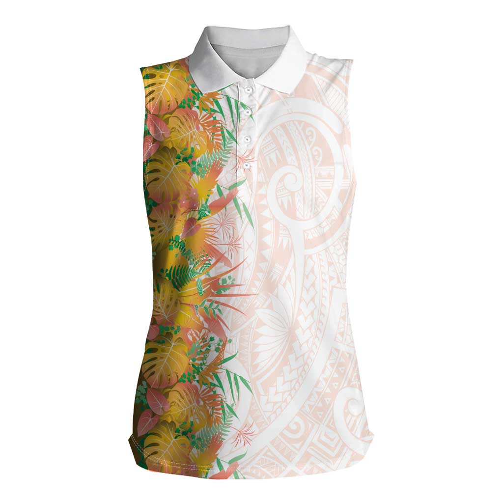 Hawaii Tropical Plant Lenalena Women Sleeveless Polo Shirt Vibrant Polynesian Pattern LT01 Female Yellow - Polynesian Pride