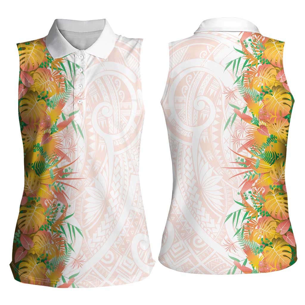 Hawaii Tropical Plant Lenalena Women Sleeveless Polo Shirt Vibrant Polynesian Pattern LT01 - Polynesian Pride