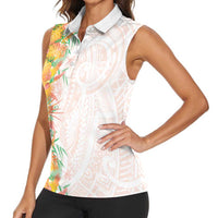 Hawaii Tropical Plant Lenalena Women Sleeveless Polo Shirt Vibrant Polynesian Pattern LT01 - Polynesian Pride