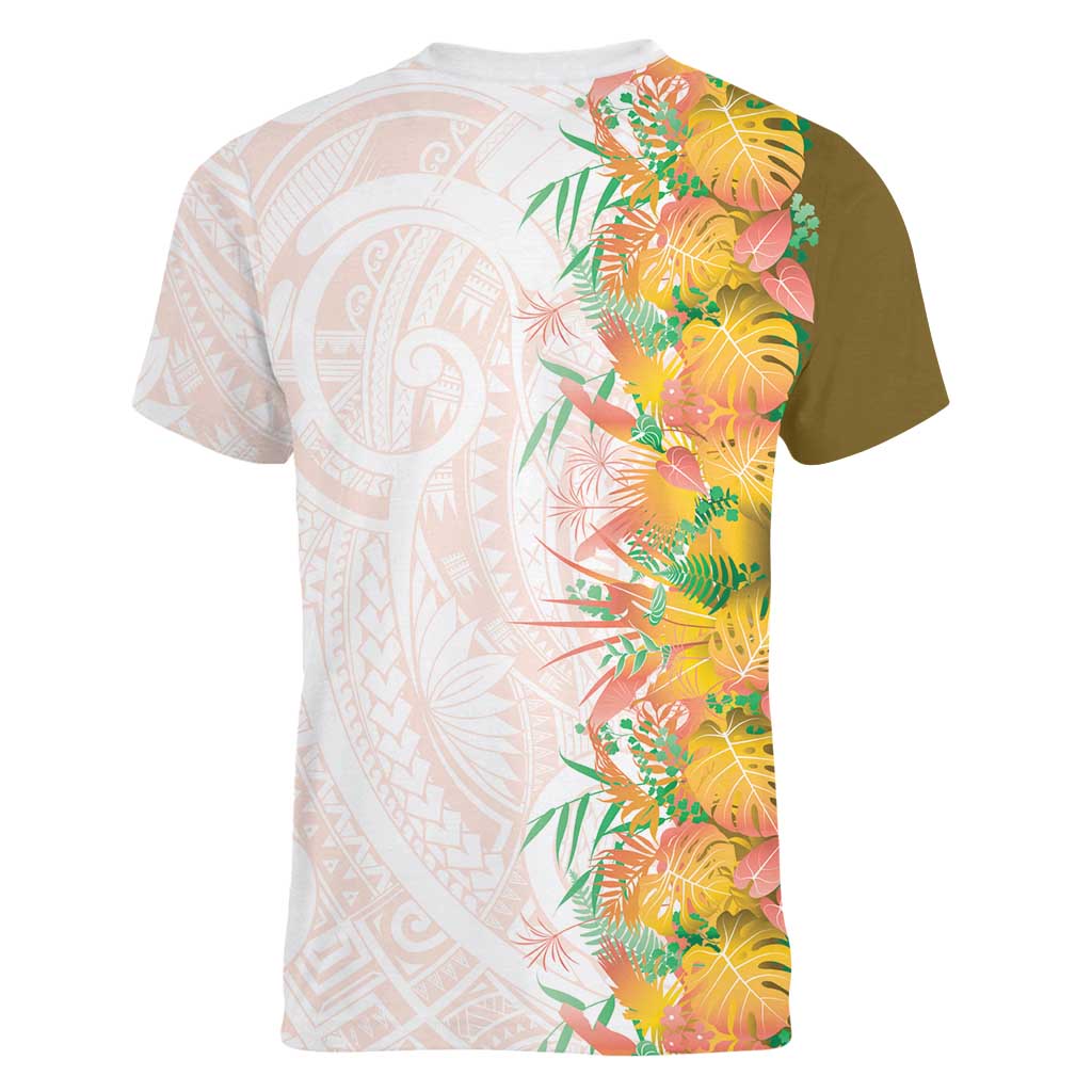 Hawaii Tropical Plant Lenalena Women V-Neck T-Shirt Vibrant Polynesian Pattern LT01 - Polynesian Pride