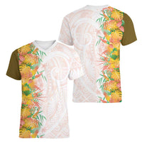 Hawaii Tropical Plant Lenalena Women V-Neck T-Shirt Vibrant Polynesian Pattern LT01 - Polynesian Pride