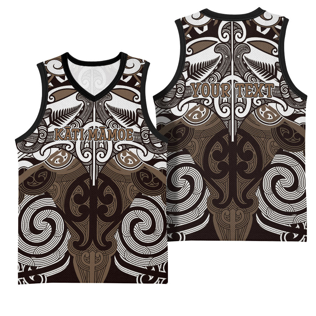 Personalised Maori Kati Mamoe Basketball Jersey Silver Fern Kowhaiwhai Art LT01 - Polynesian Pride