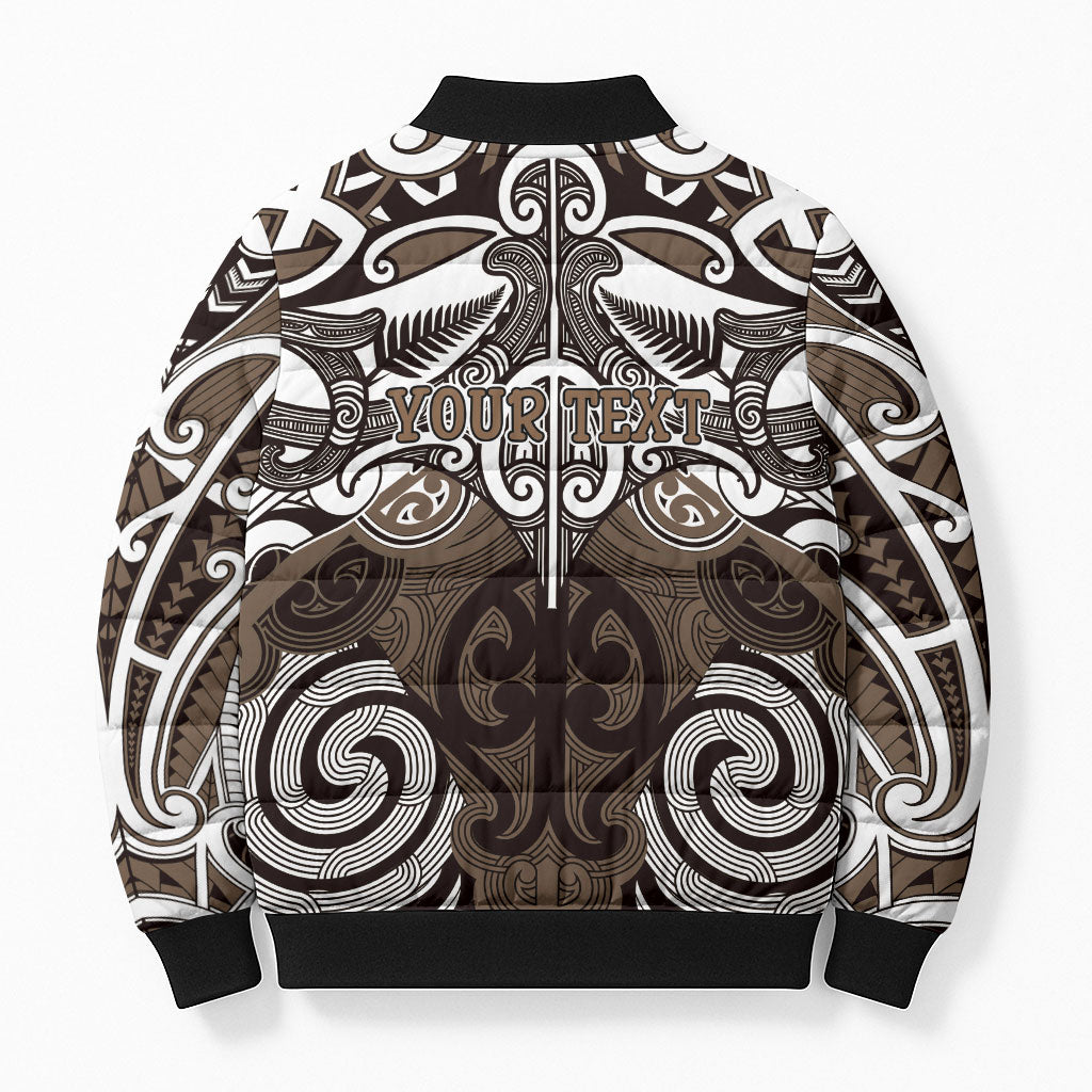 Personalised Maori Kati Mamoe Bomber Puffer Jacket Silver Fern Kowhaiwhai Art LT01 - Polynesian Pride