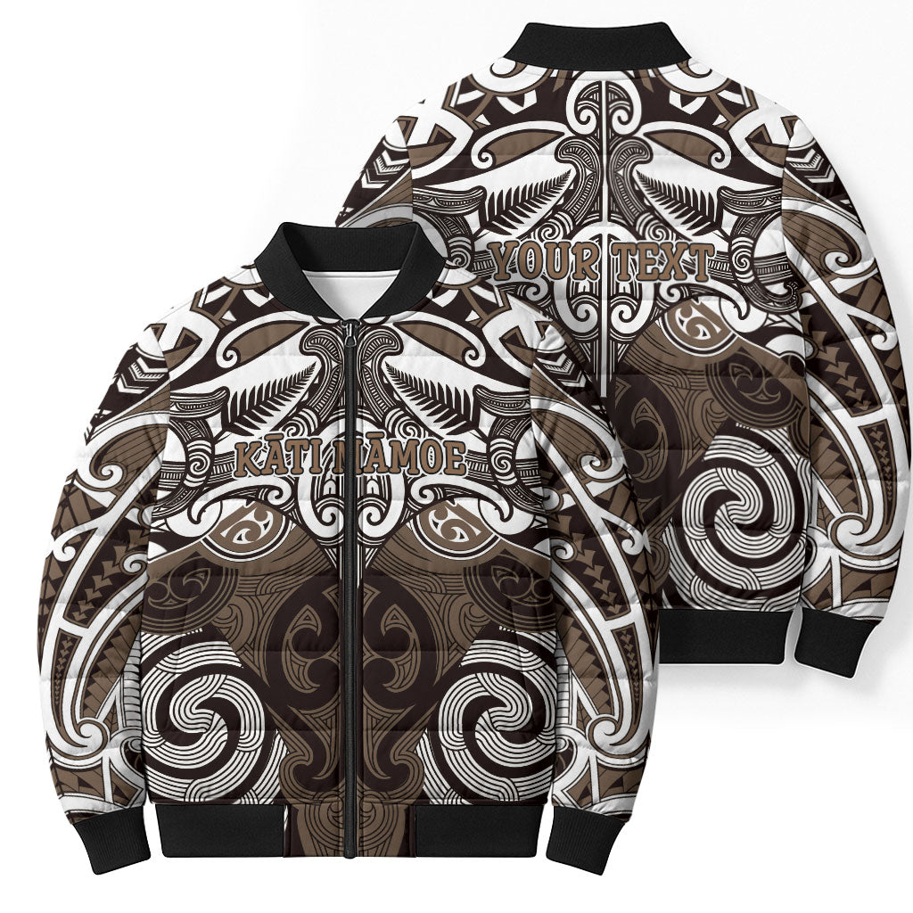 Personalised Maori Kati Mamoe Bomber Puffer Jacket Silver Fern Kowhaiwhai Art LT01 - Polynesian Pride