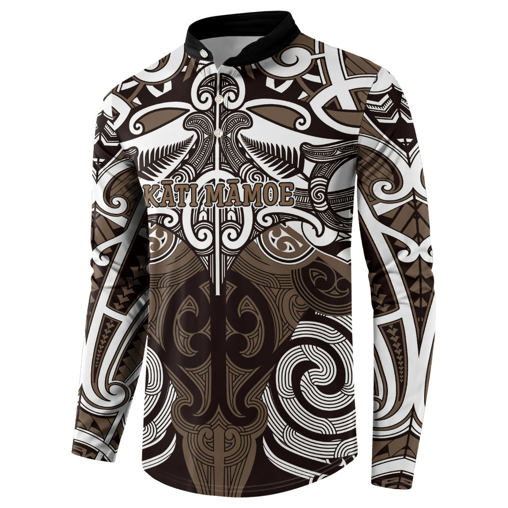 Personalised Maori Kati Mamoe Button Sweatshirt Silver Fern Kowhaiwhai Art LT01 - Polynesian Pride